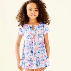 Lilly Pulitzer Girls Blue and Pink Sailboat Print Swim Coverup